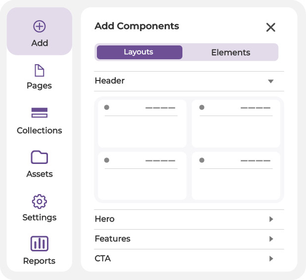 Platform image of the editable templates and personalization options